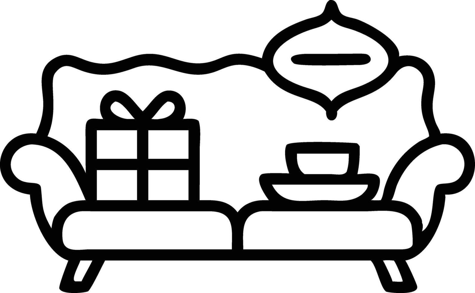 living room adorned with Eid themed decorations and plush pillows, offering a warm and festive ambiance vector