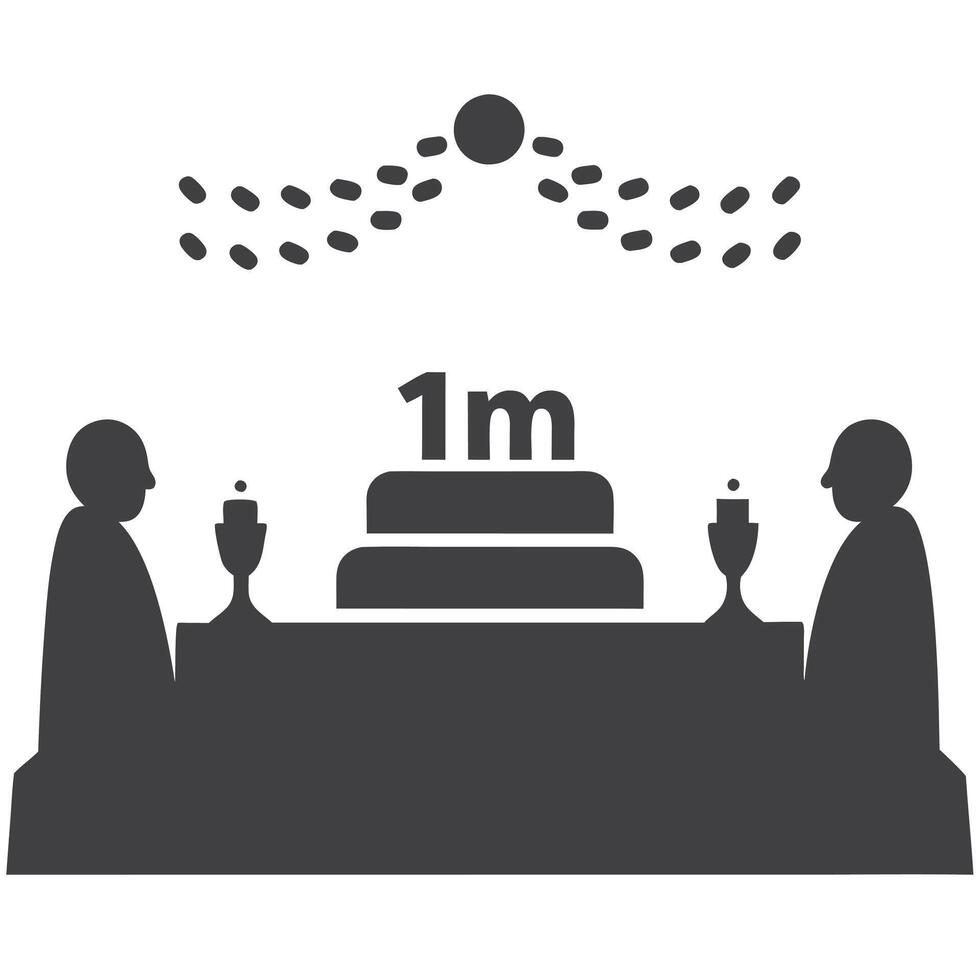 Golden confetti cascading over a birthday table with cake, party decorations, and excitement, views followers subscribers vector