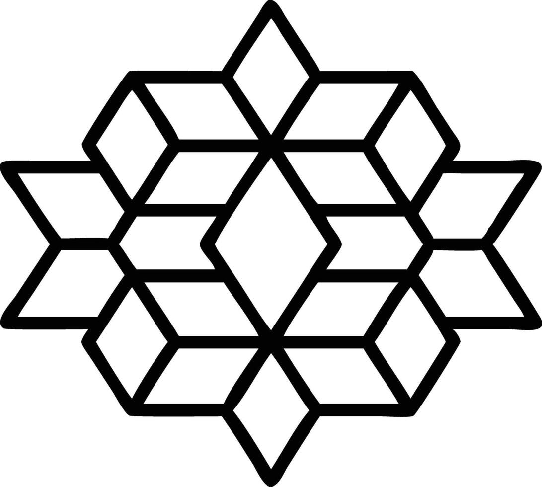 Intricate symmetrical Islamic geometric pattern made with diamond and triangular shapes, Islamic elements background vector