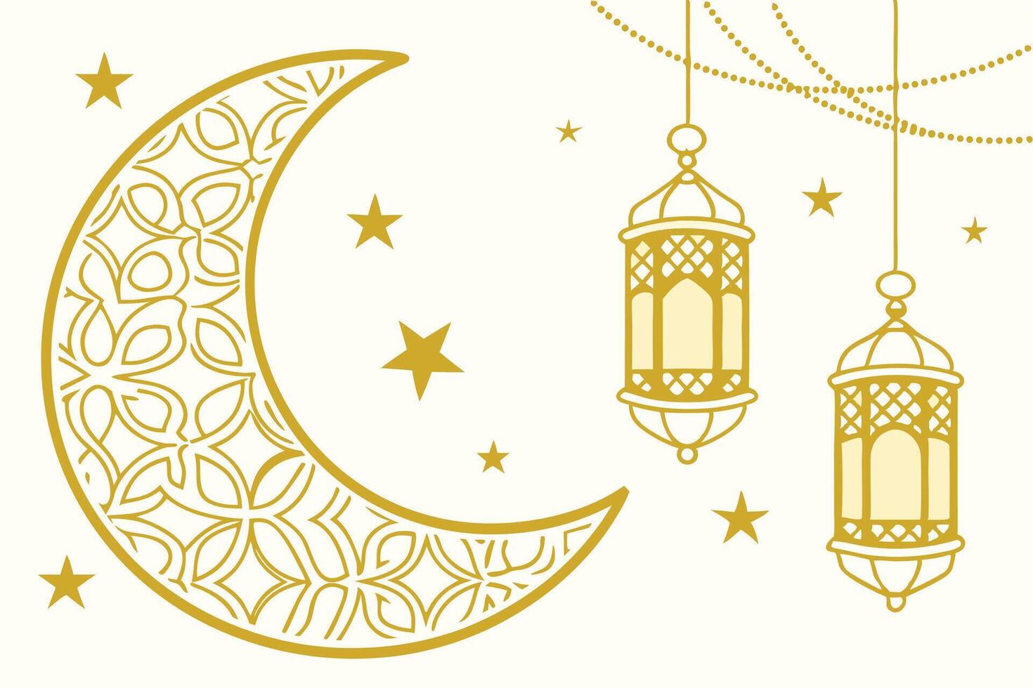 Festive Ramadan design featuring crescent moon, stars, and lanterns, Islamic elements Background, perfect for invitations vector