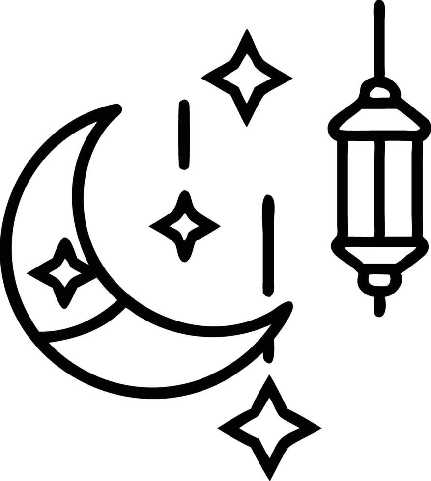 Ramadan Kareem with geometric crescent moon and lanterns, stars, Islamic elements Background for greeting cards and posters vector