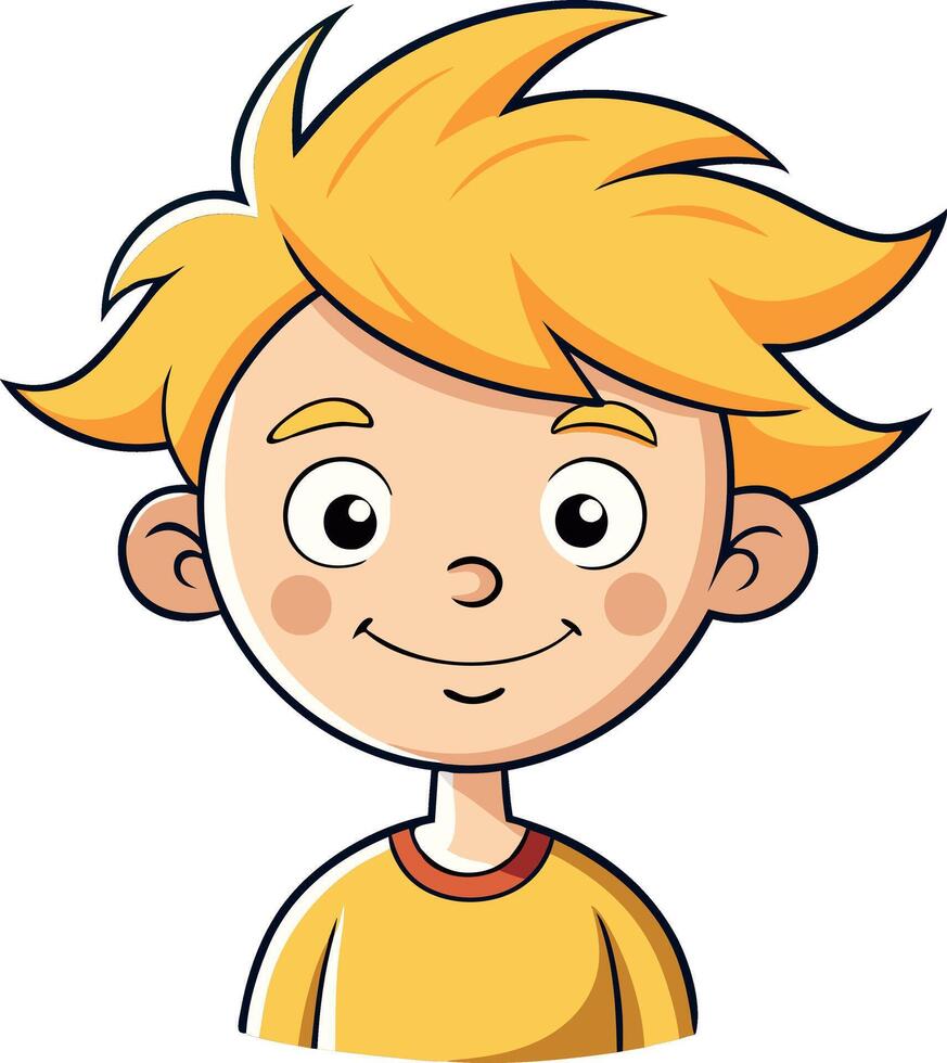 cartoon illustrations of cheerful young boys with playful expressions and bright yellow hair in various cute styles vector