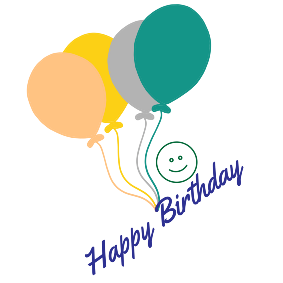 Happy Birthday Balloons with Smiling Face png