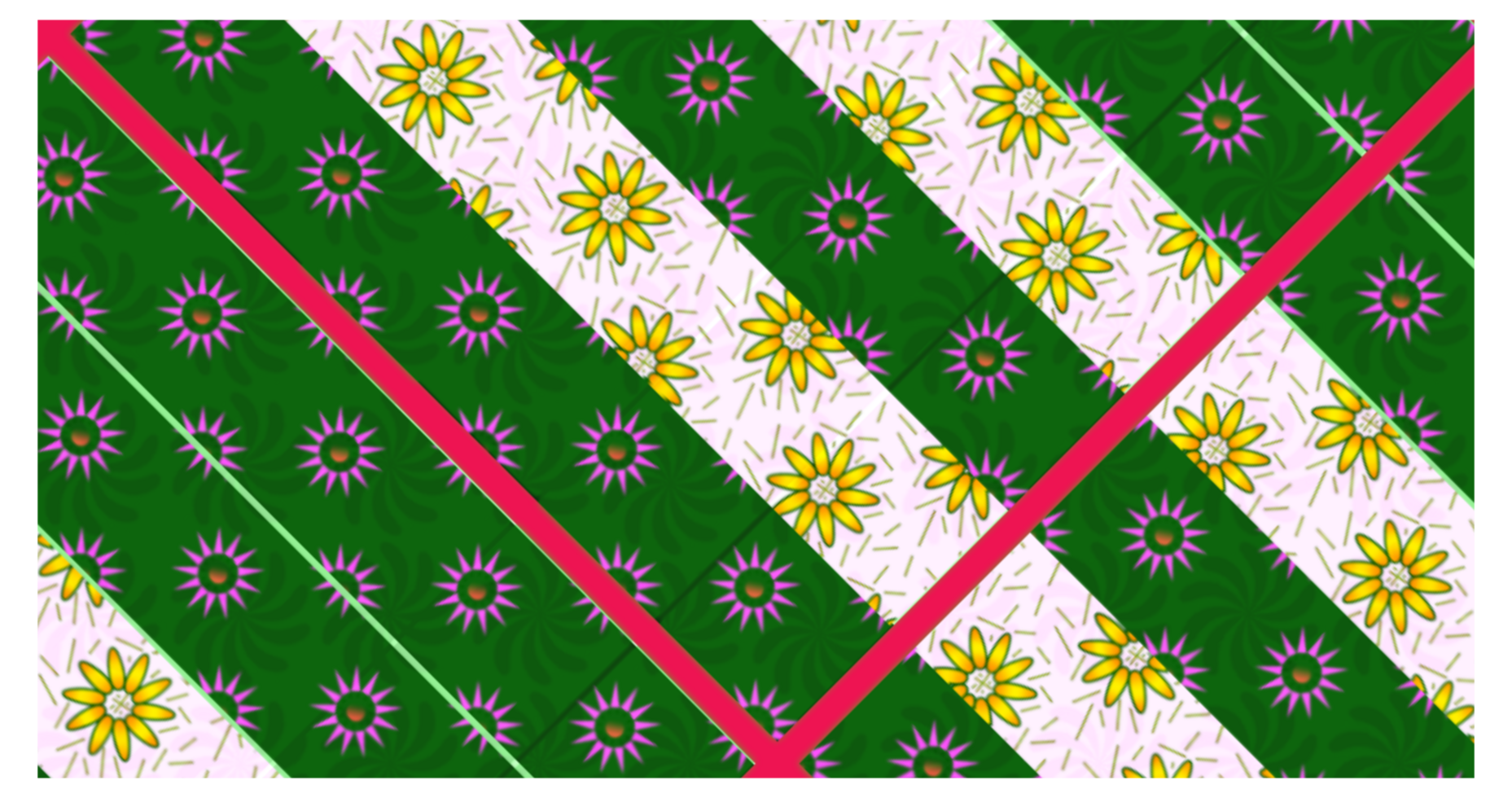 Diagonal Floral Seamless Pattern with Green and Pink Design png