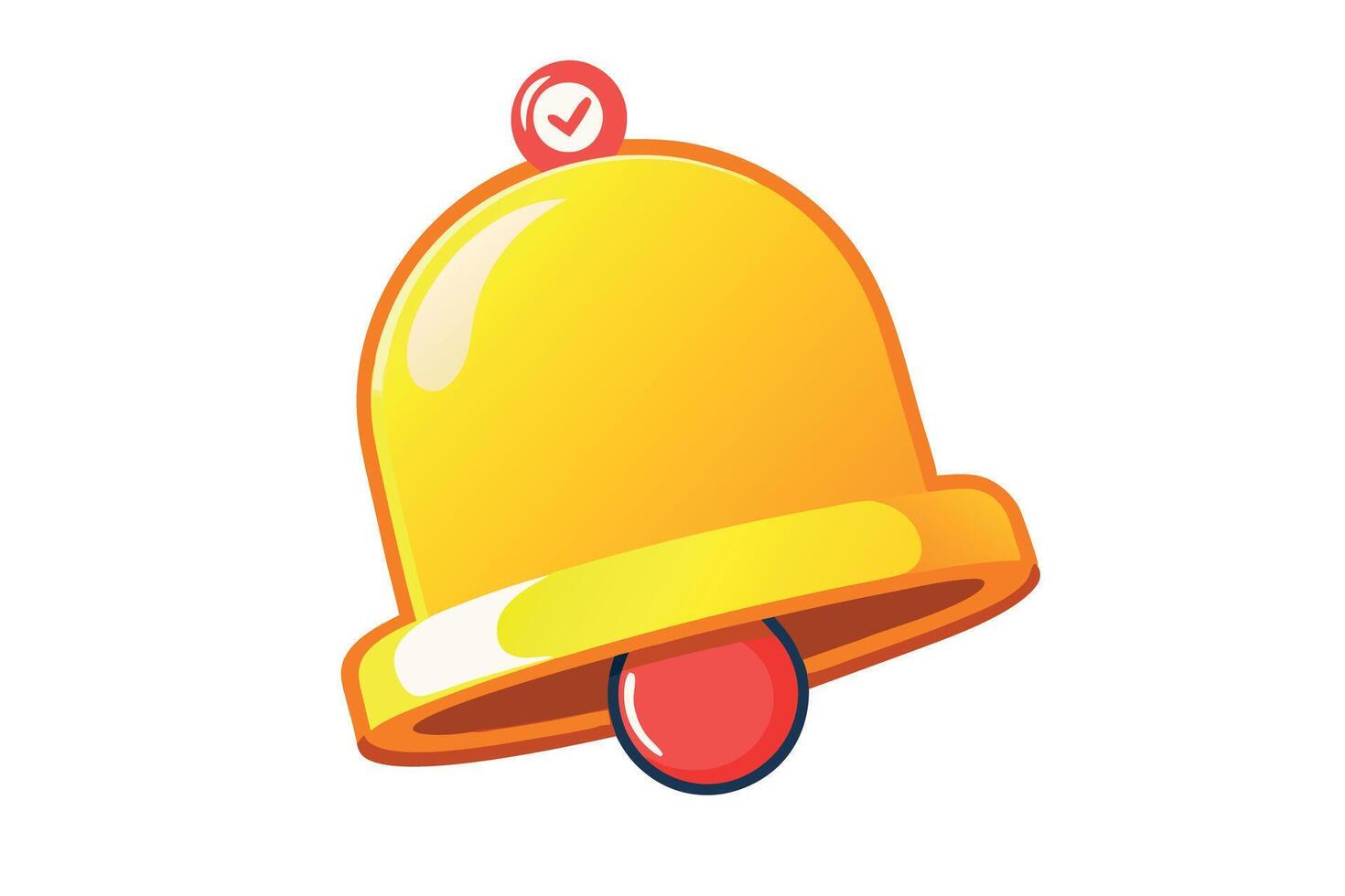 3D render of a vibrant yellow notification bell with a checkmark, symbolizing alert and confirmation of a new message or reminder vector