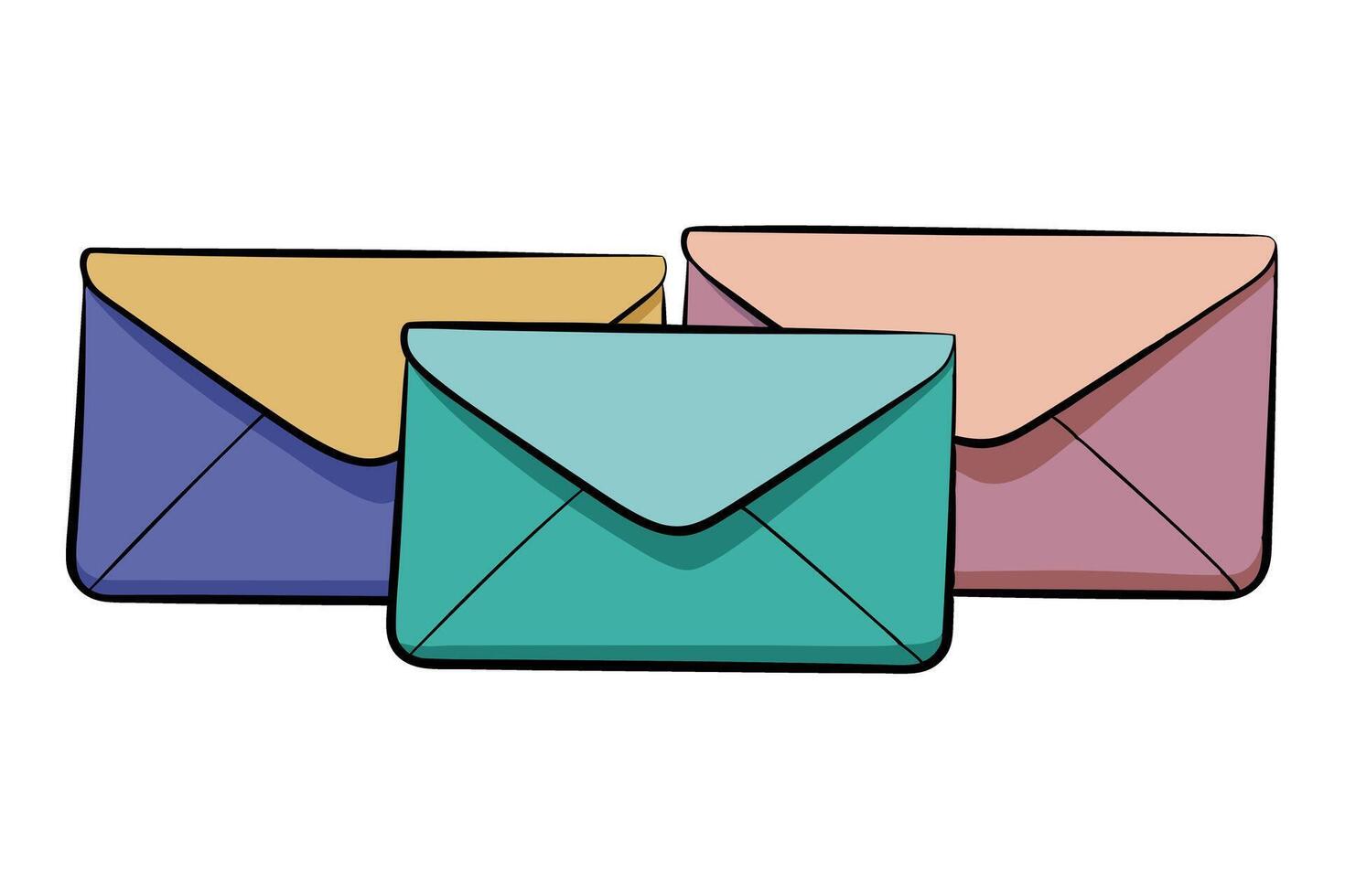Two pristine light blue envelopes on a clean background, symbolizing communication, message delivery, and email notifications vector