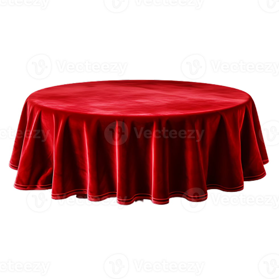 Red velvet tablecloth isolated on transparent background png