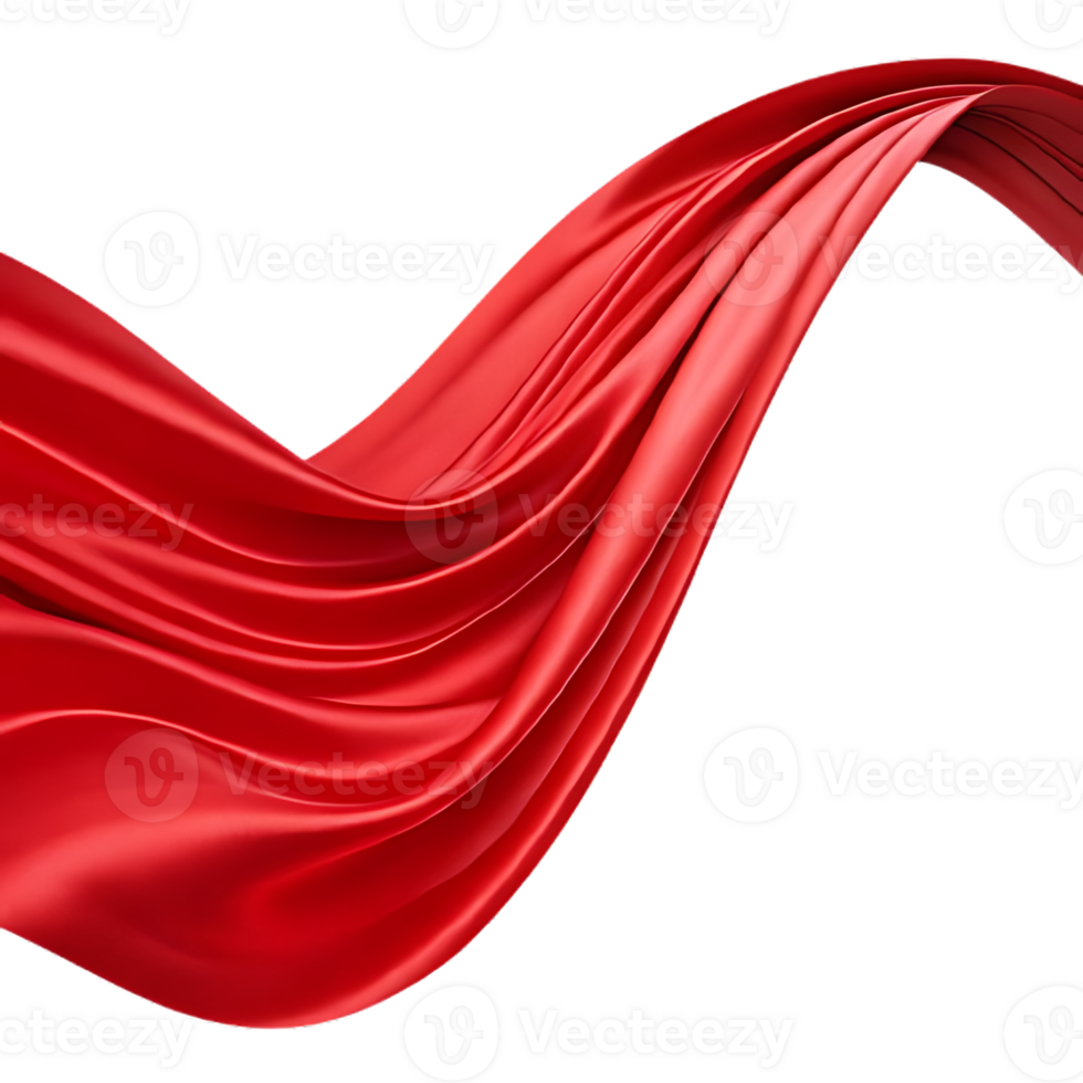 Red Silk Wave Isolated on Transparent Background png