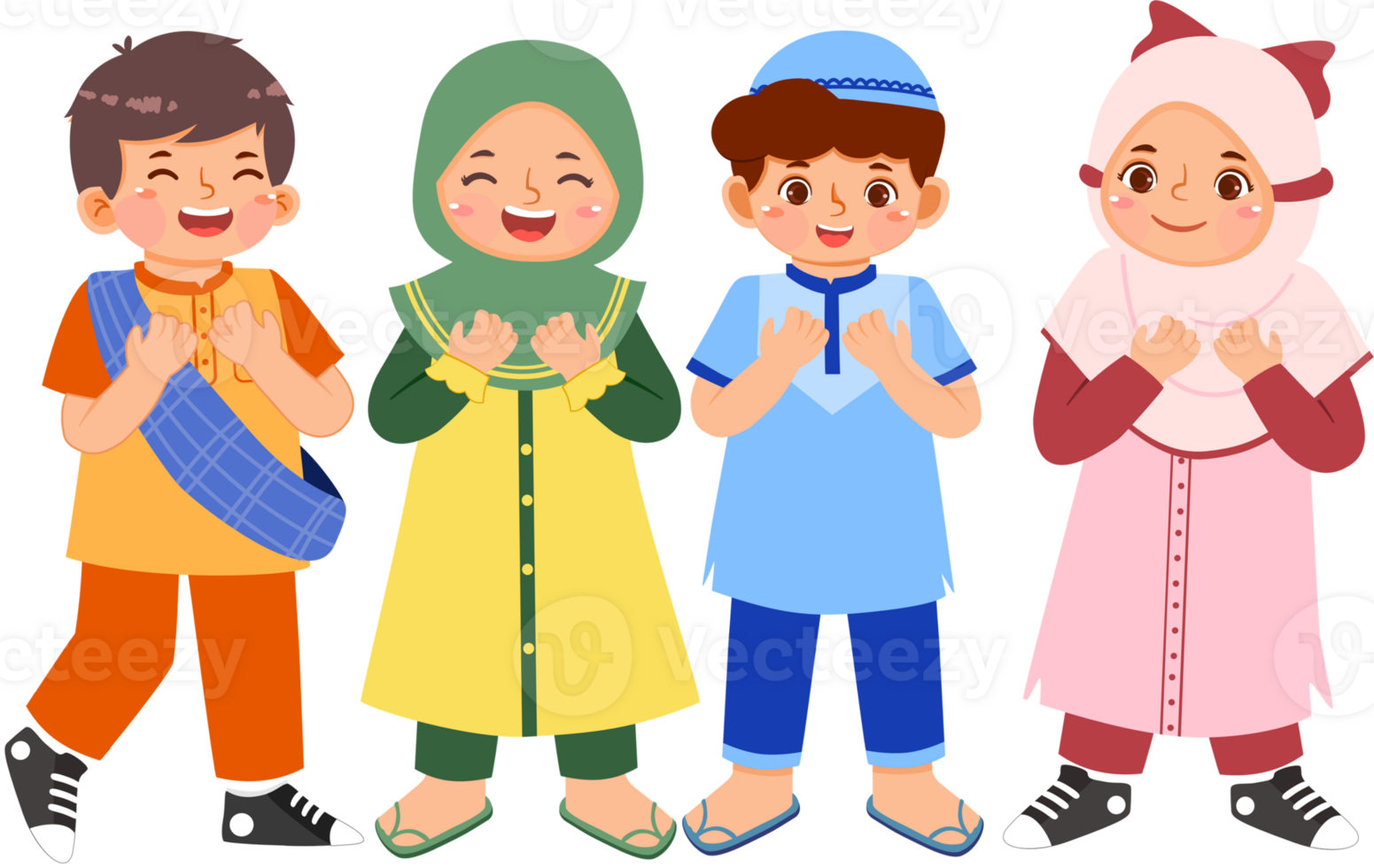 Muslim Children Prayer Together png
