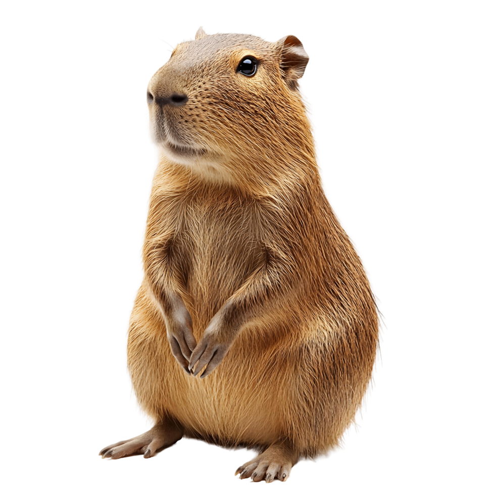 Relaxed capybara posing while sitting up png