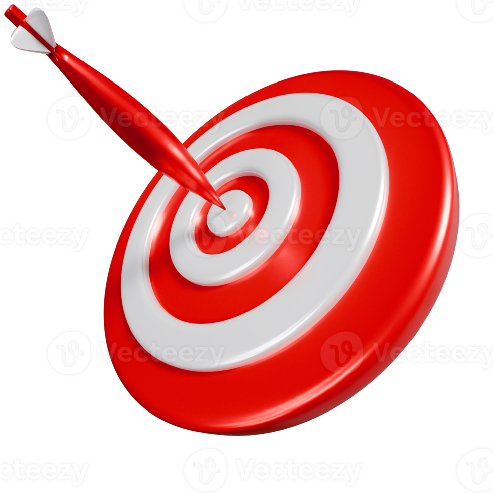 A red and white dart in the center of a target png