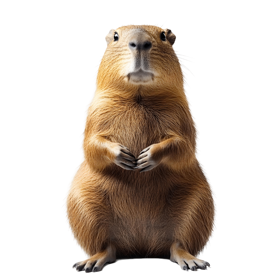Cute capybara sitting comfortably on back legs png