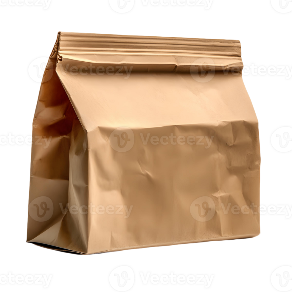 Simple grocery bag representation with natural brown tones in a 3D illustration png