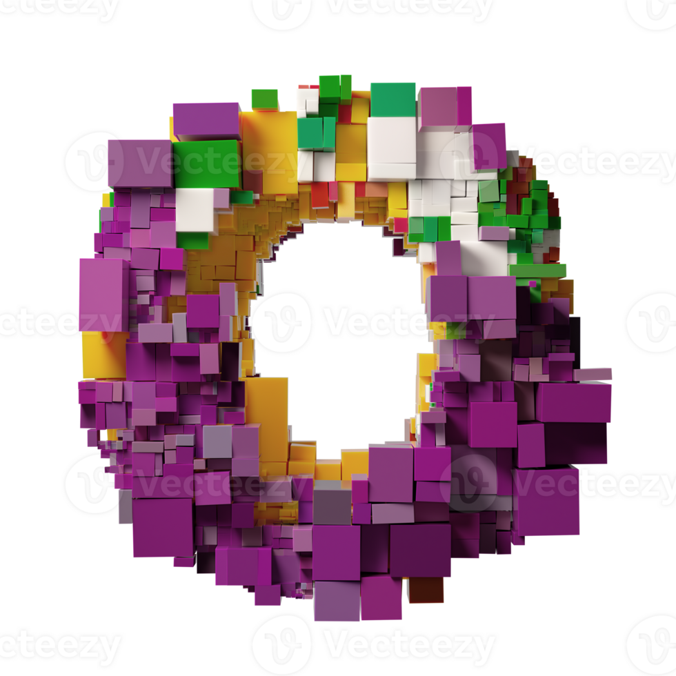 Colorful Geometric Pattern Featuring 3D Cubes Forming the Letter O png