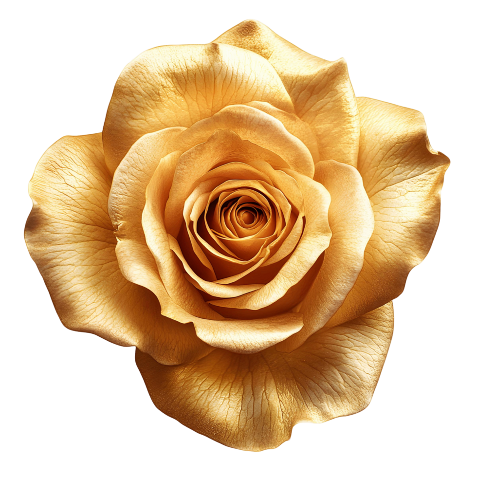 Shimmering golden rose in a delicate formation png