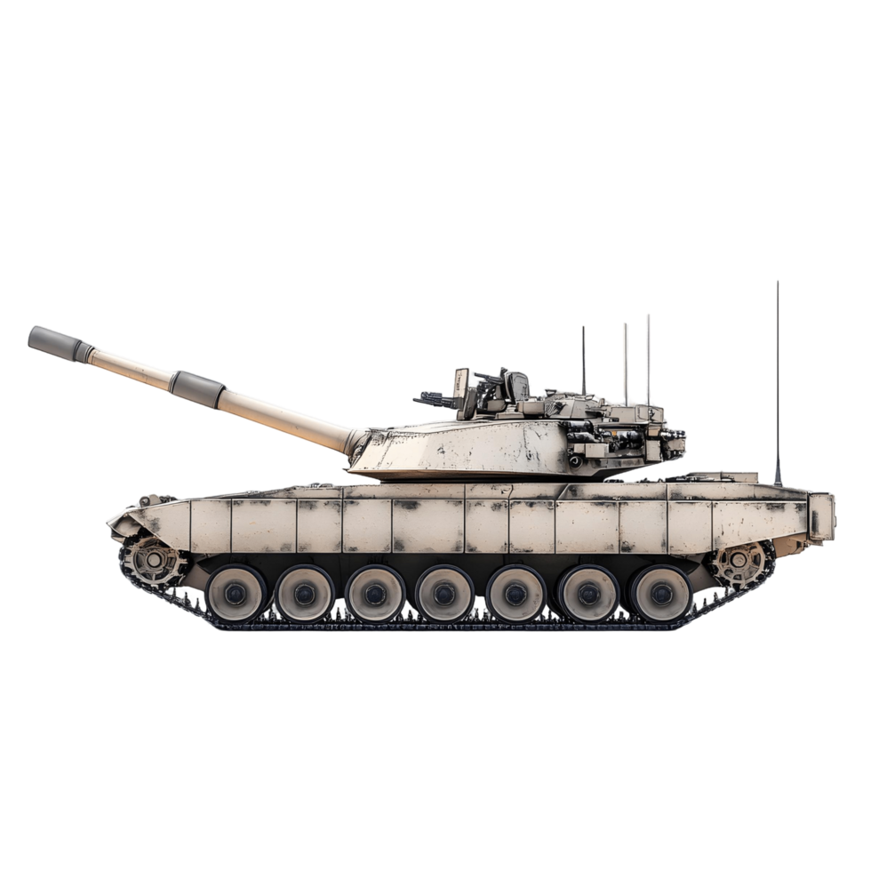 Large metal clad army tank with intricate details png