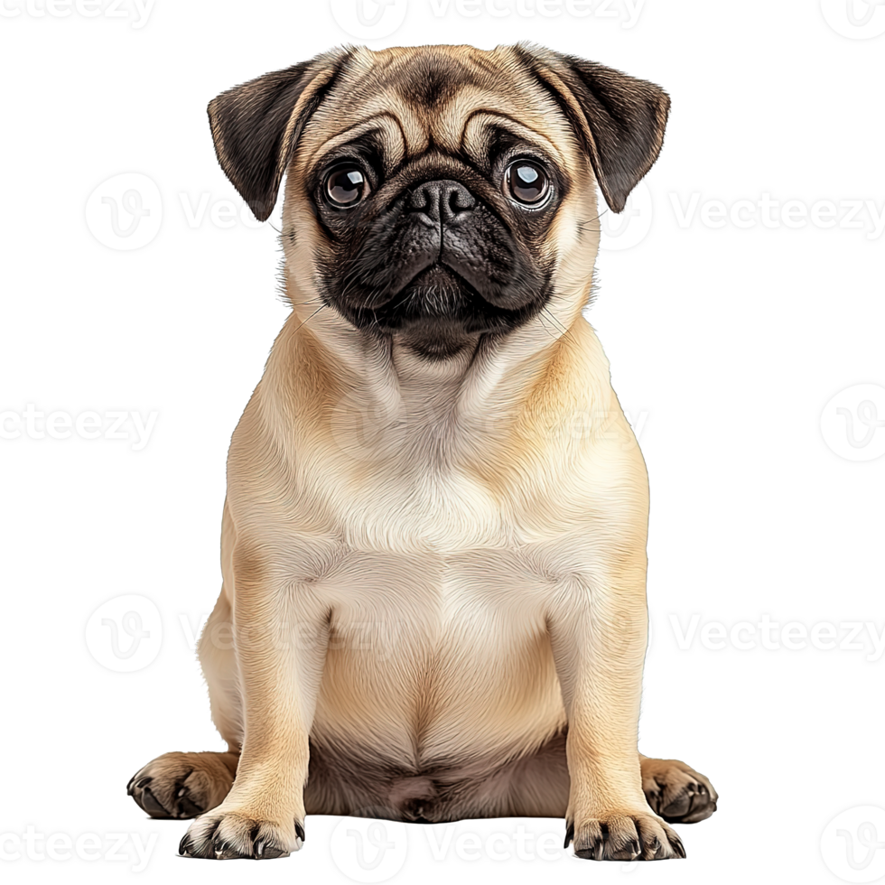 A Pug Dog Sitting on a Transparent Background png