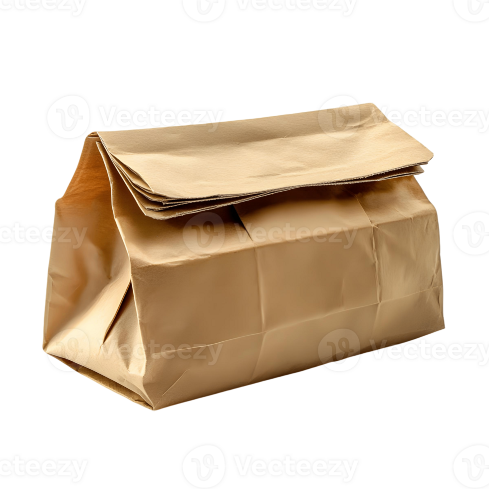 Minimalist brown lunch bag isolated on a transparent setting in digital artwork png