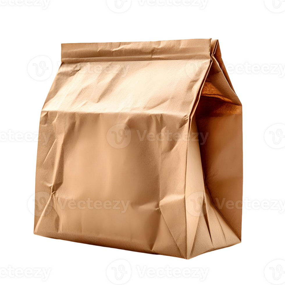 Realistic depiction of a brown paper lunch sack in high detail rendering png
