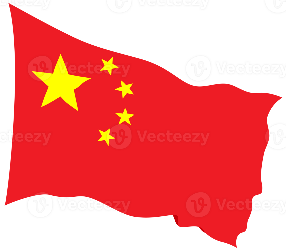 Waving official China flag png