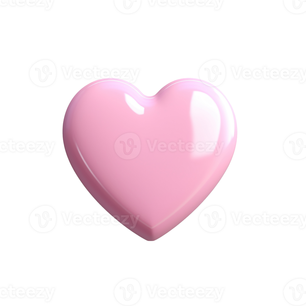 3D Pink Heart on Transparent Background png