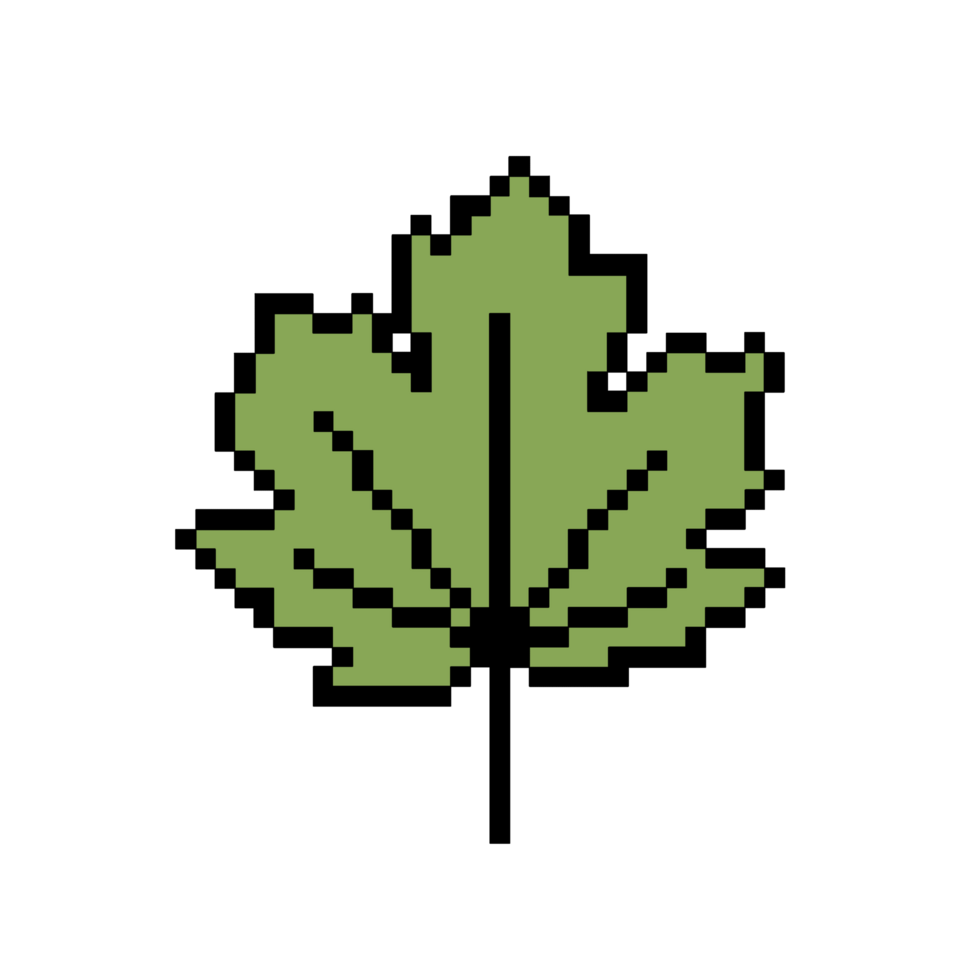 Flat design pixel art sycamore tree leaf illustration png