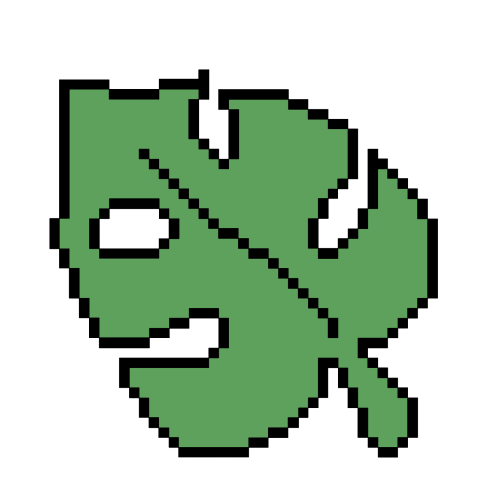 Flat design pixel art palm leaf illustration png