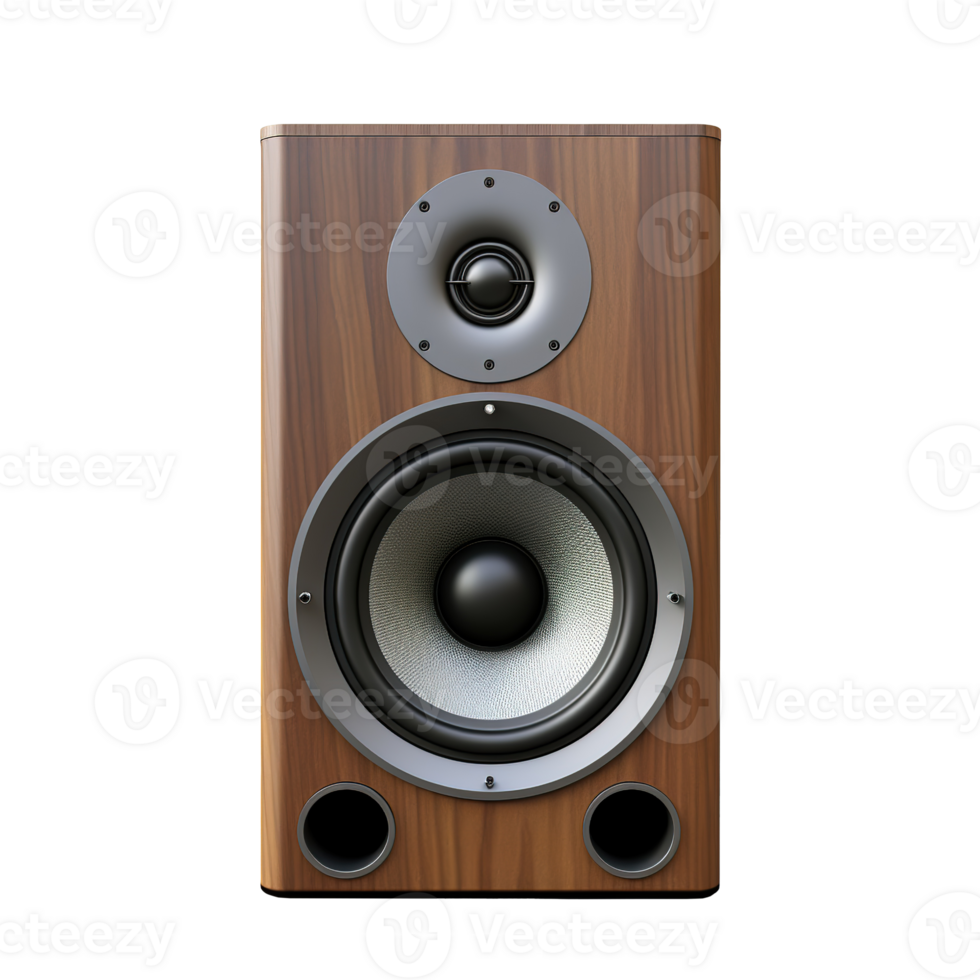 3D Wooden Speaker on Transparent Background png