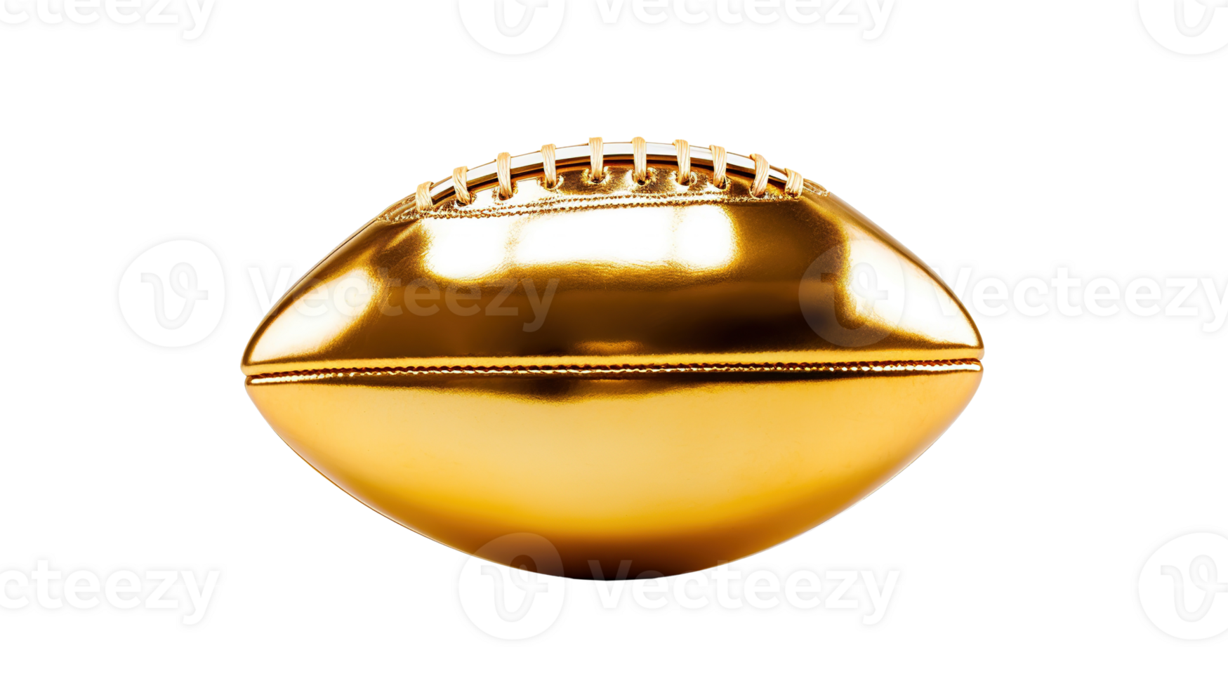 3D Gold American Football on Transparent Background png