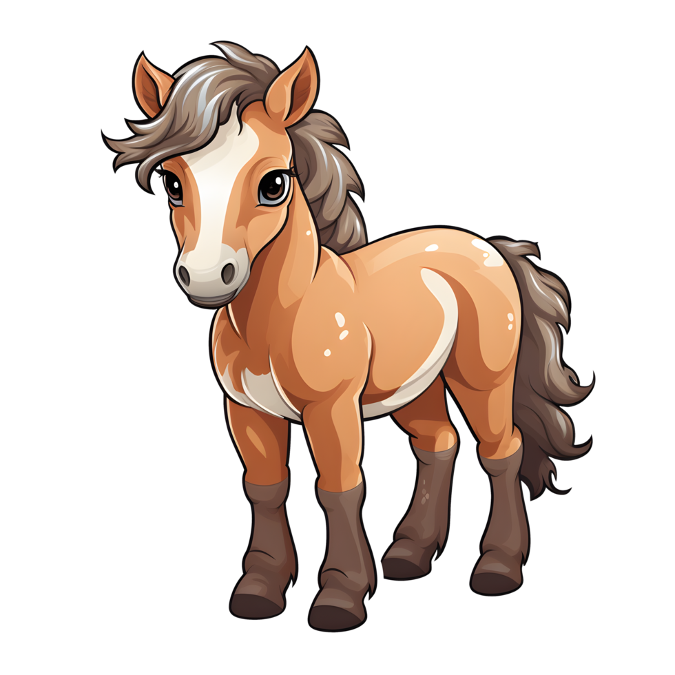 Cute Horse Toddler Illustration on Transparent Background png