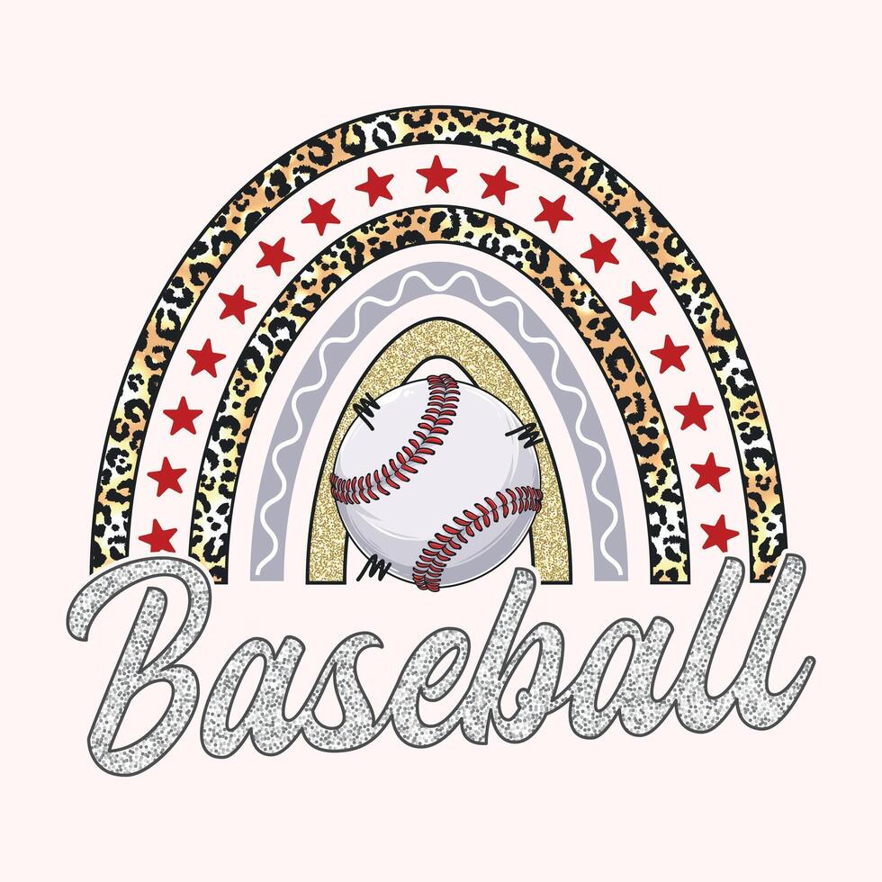 Rainbow Baseball Sublimation, Craft, t-shirt design vector