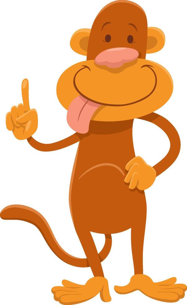 cartoon monkey animal character sticking out its tongue vector