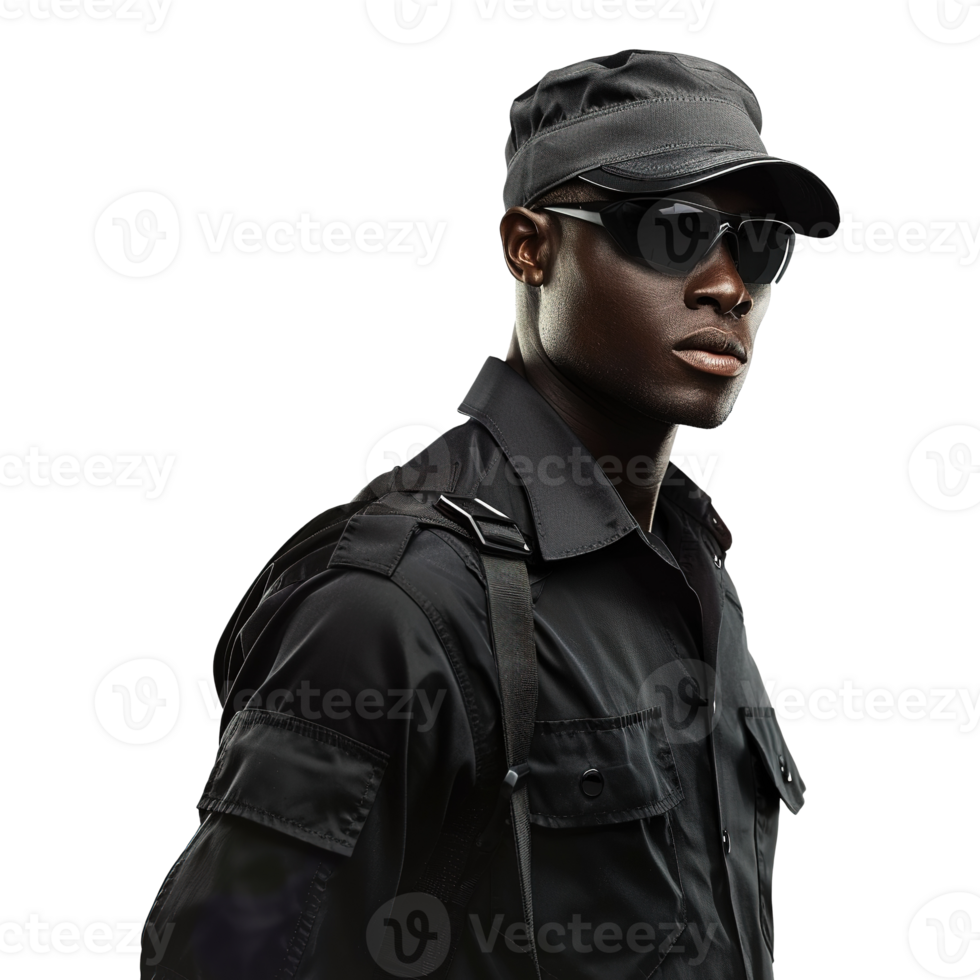 Black Body Guard on Transparent Background png