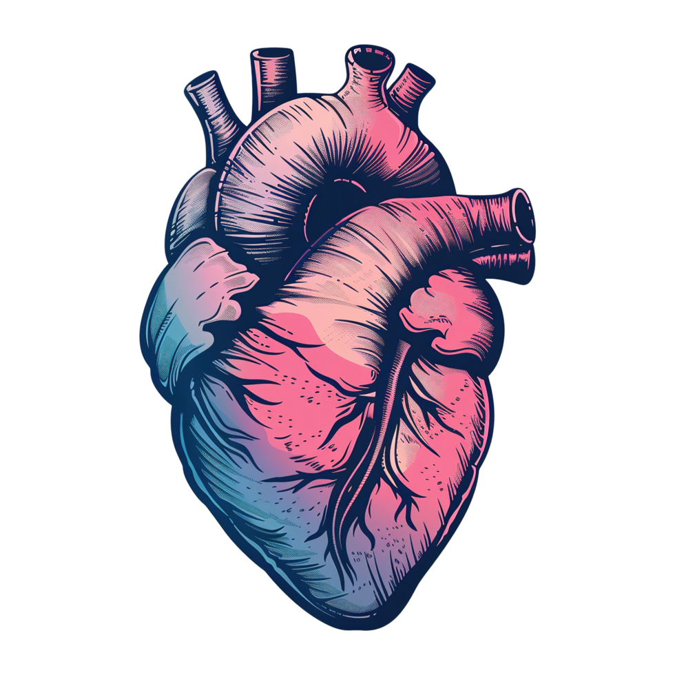 Colorful Human heart illustration on Transparent Background png