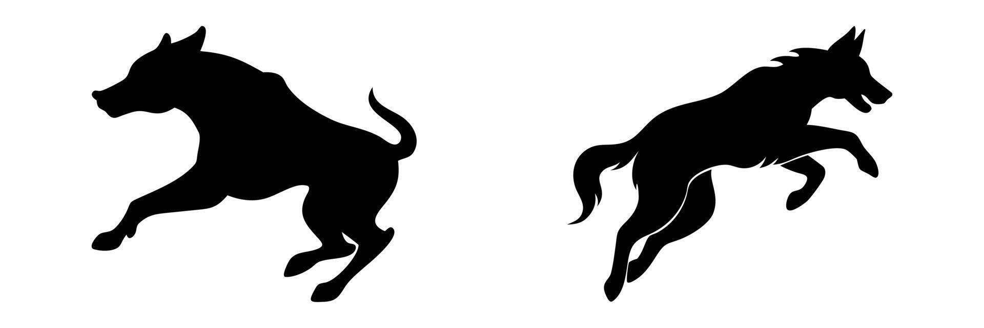 Dog Black Silhouette Set vector