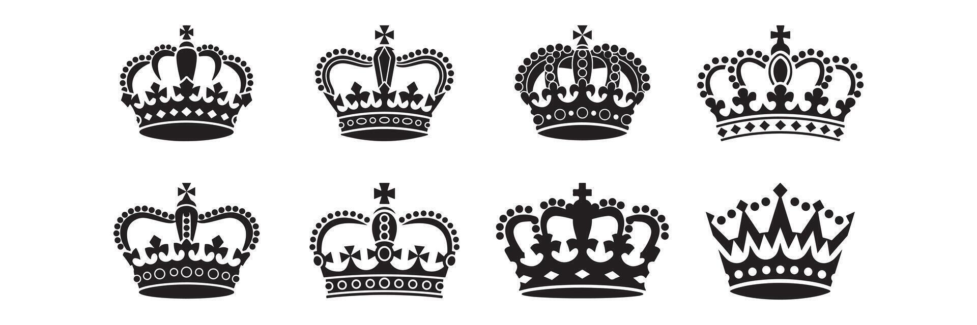 Crown icons set. Crown symbol collection. vector