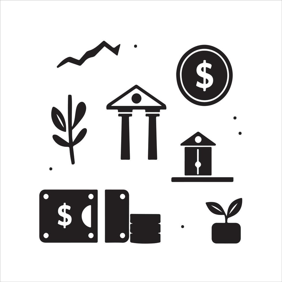 Money and finance icons set illustration vector