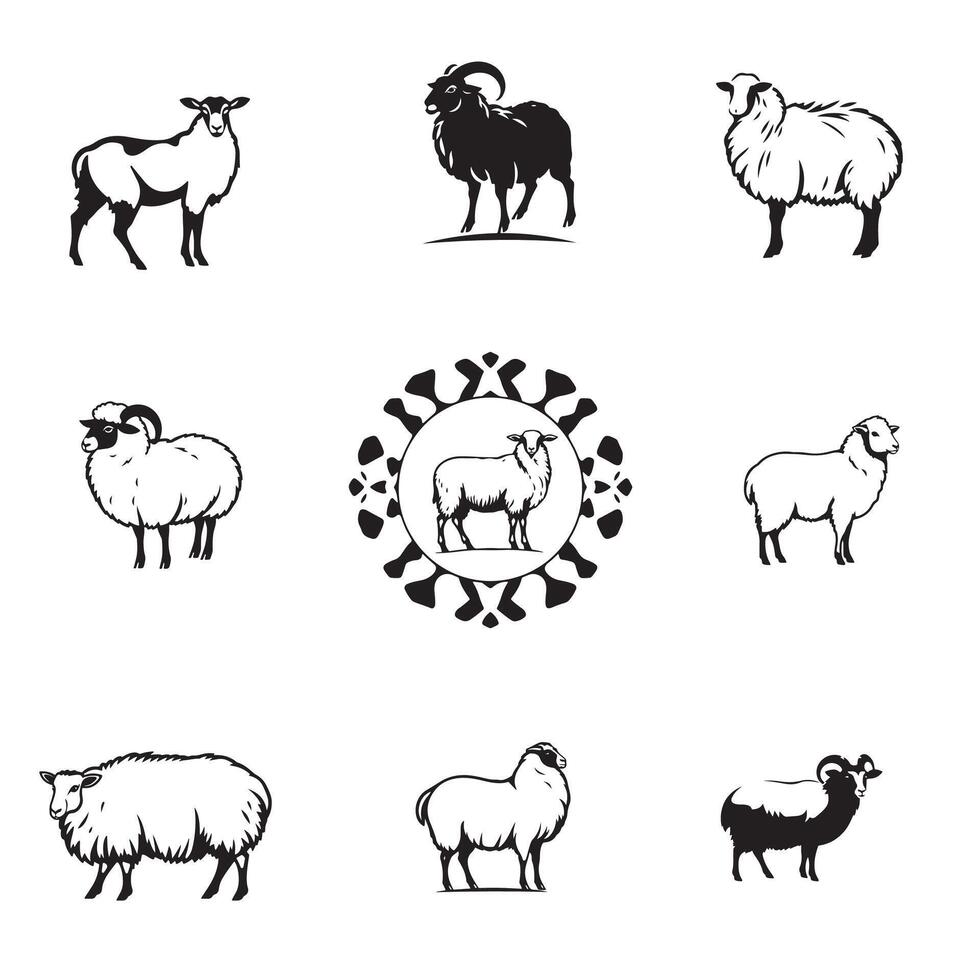 Sheep icons set vector