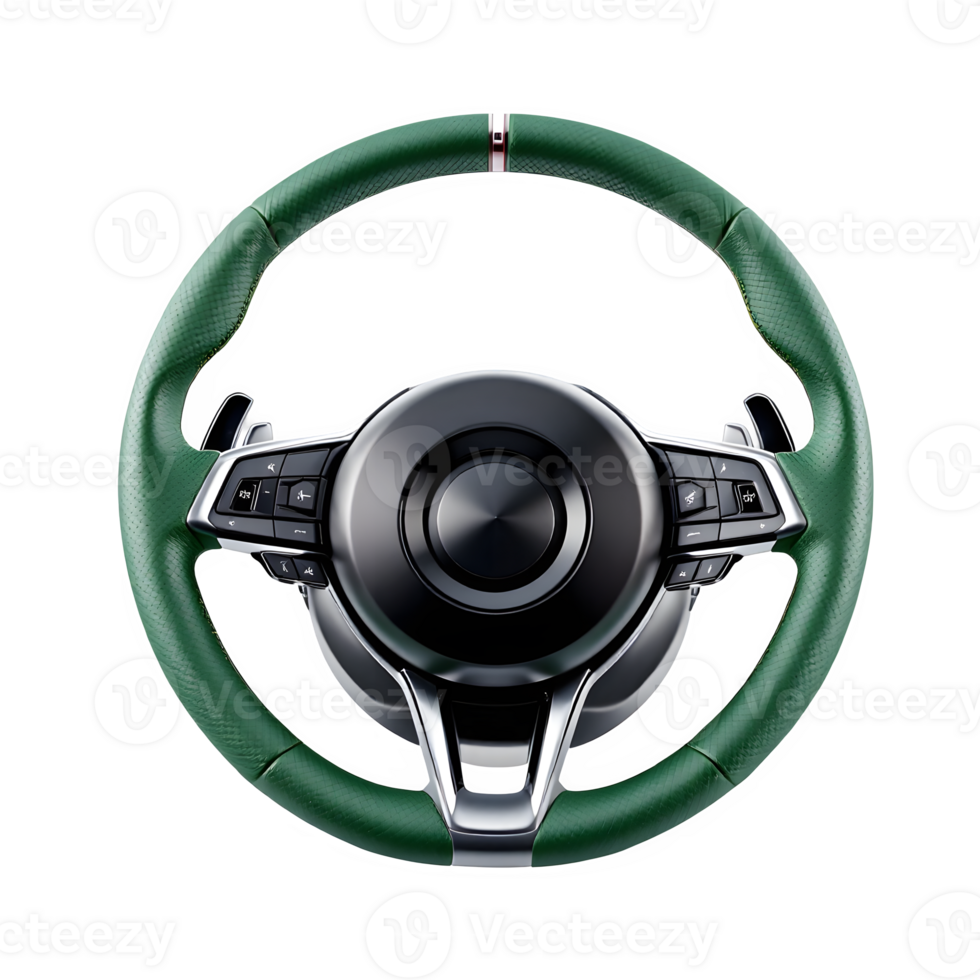 Luxury Pink Leather Steering Wheel, Black Center Hub, Isolated on Isolated a Transparent Background png