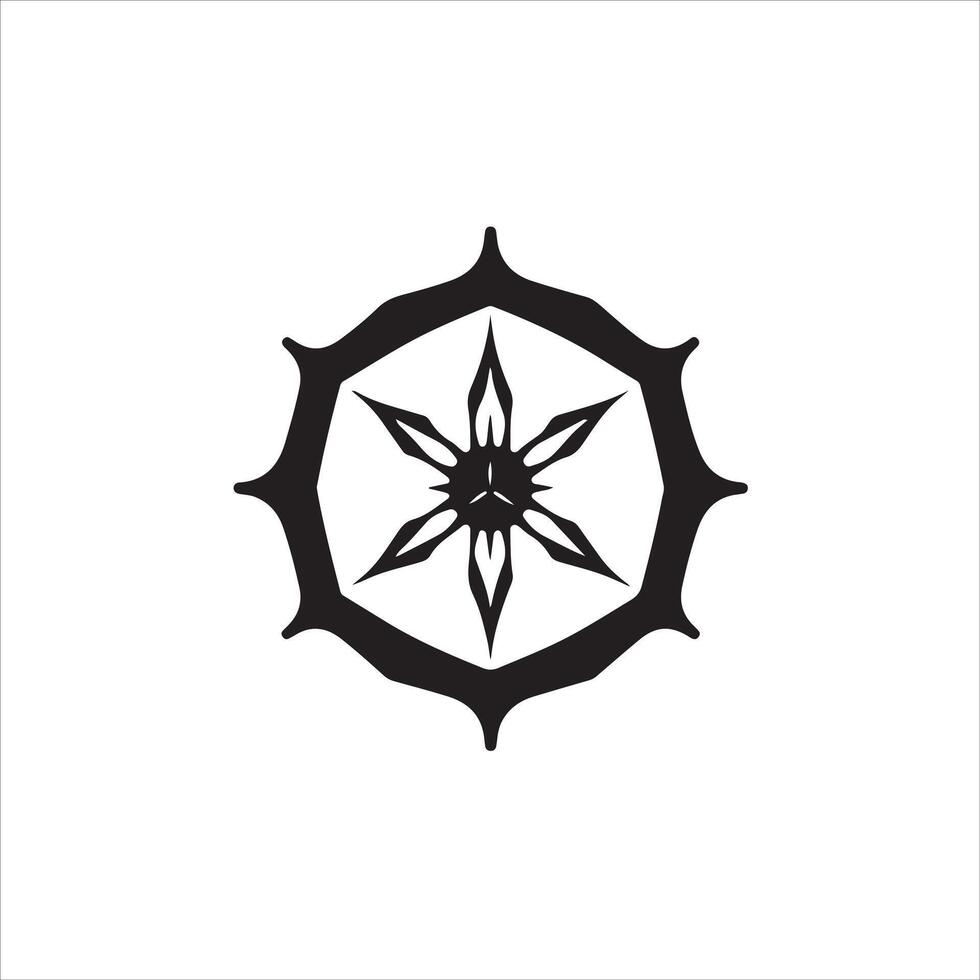 A black and white logo of a star with a flower vector