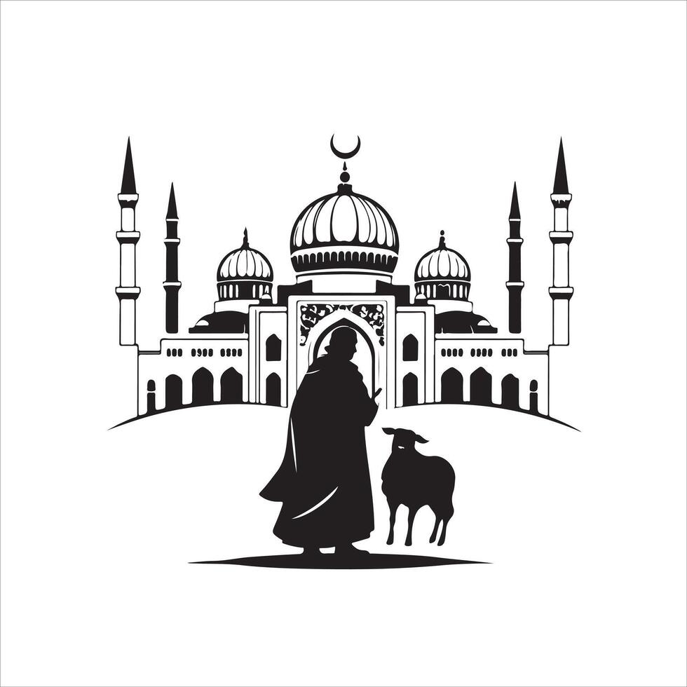 The man with the sheep and the mosque vector