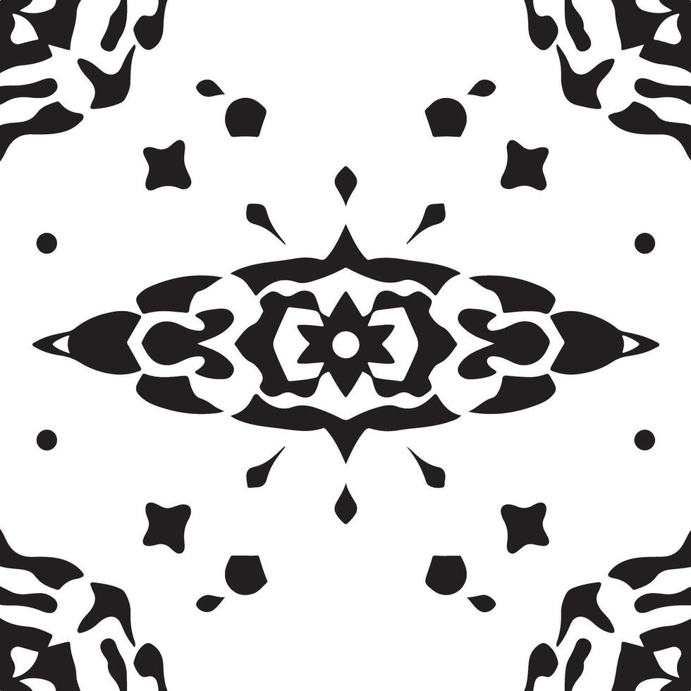 A black and white pattern with a flower design vector