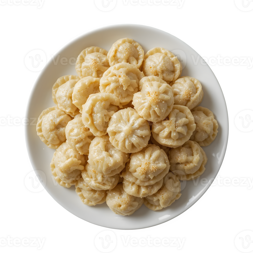 Realistic Dumplings Heap Top-Down Food Image on Transparent Background png