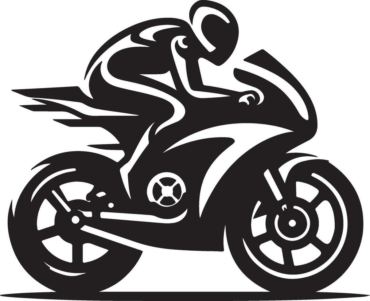 a black and white silhouette of a man riding a motorcycle vector