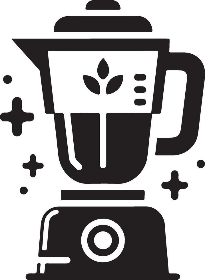a black and white blender with a plant in it vector