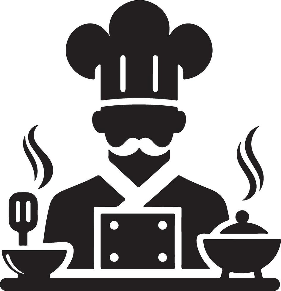 chef icon with a mustache and hat on a white background vector