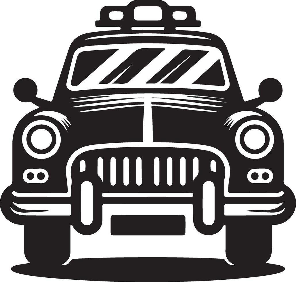a black and white illustration of a police car vector