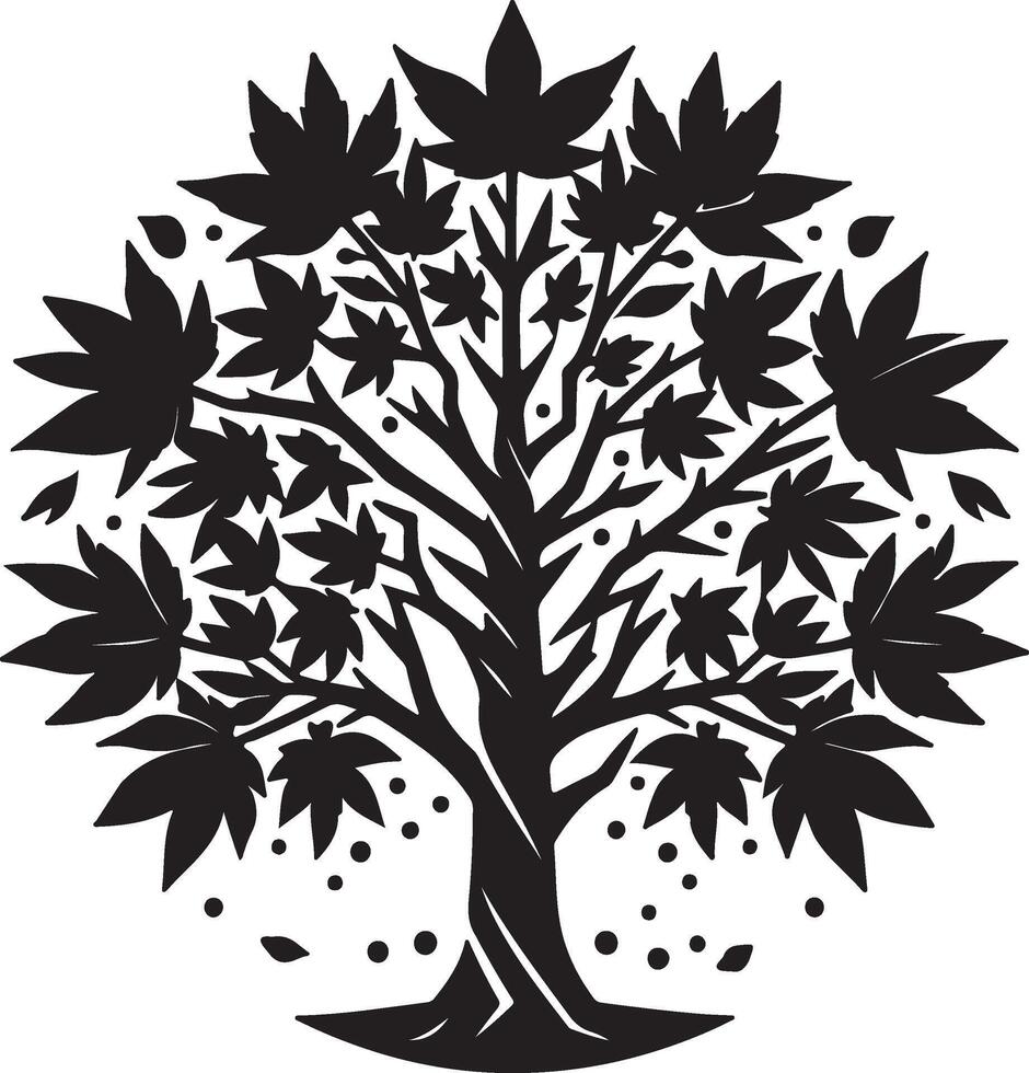 autumn tree silhouette illustration vector