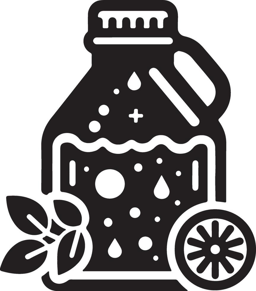 a jar of lemonade with a lemon slice and a leaf vector