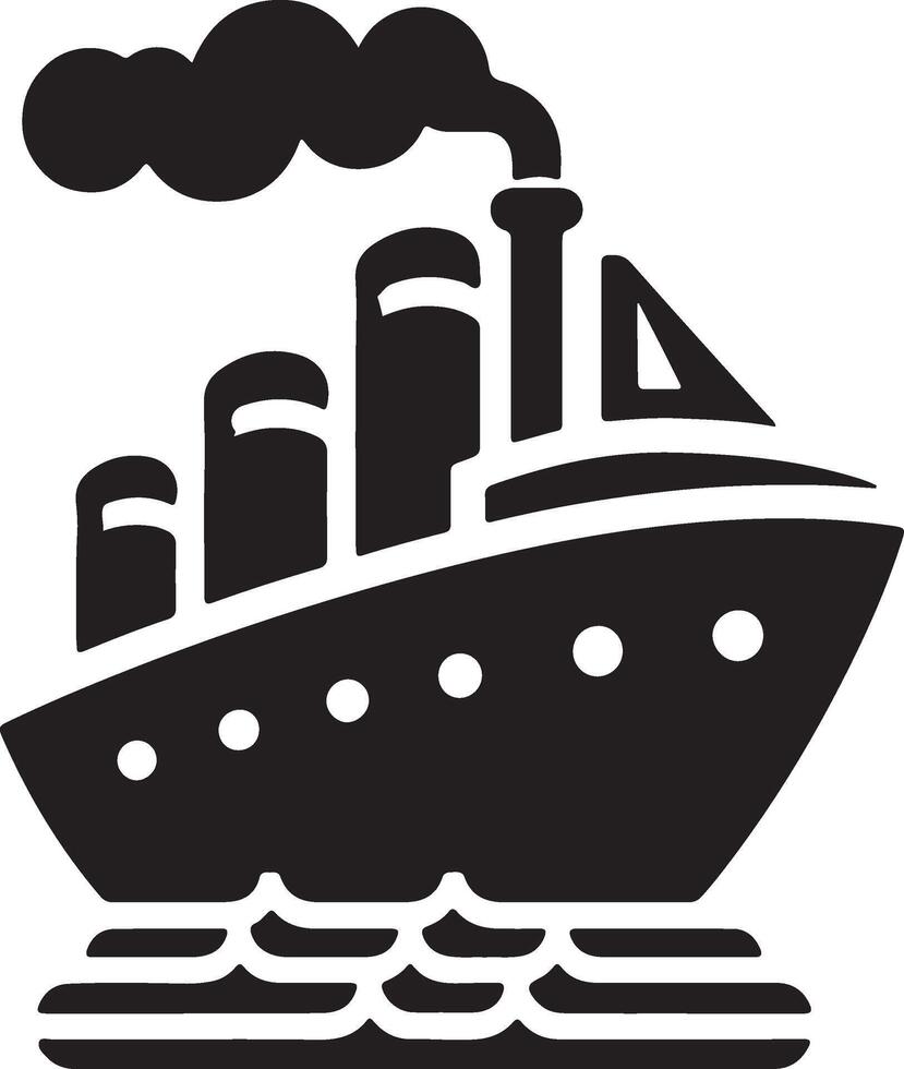 a black and white image of a ship with smoke coming out of it vector
